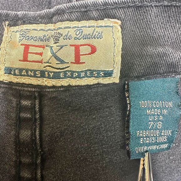 EXPRESS Vintage 90s‎ No 4 EXP Black Denim High Rise Tapered Jeans Womens 7/8 Y2K - Picture 7 of 8
